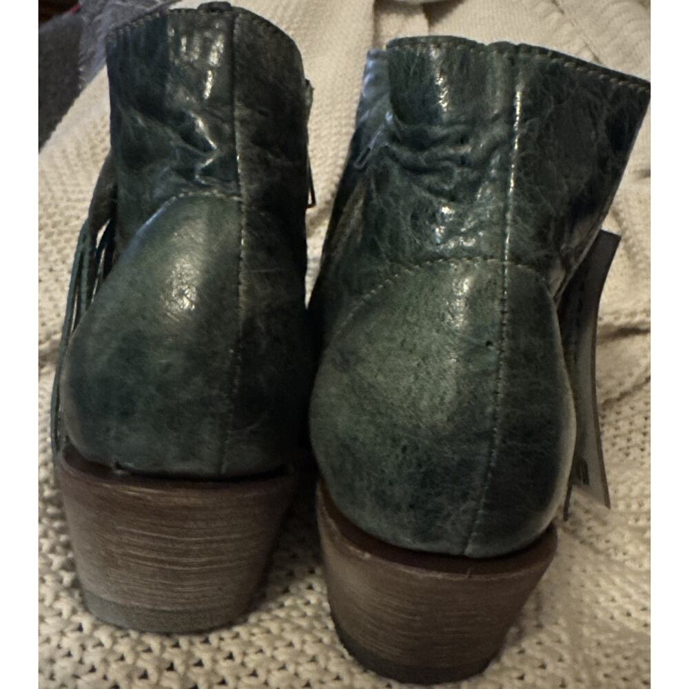 Ferrini Womens Fringe Leather Boots Booties Ankle Handcrafted Turquoise 6.5 NWT - Picture 5 of 9